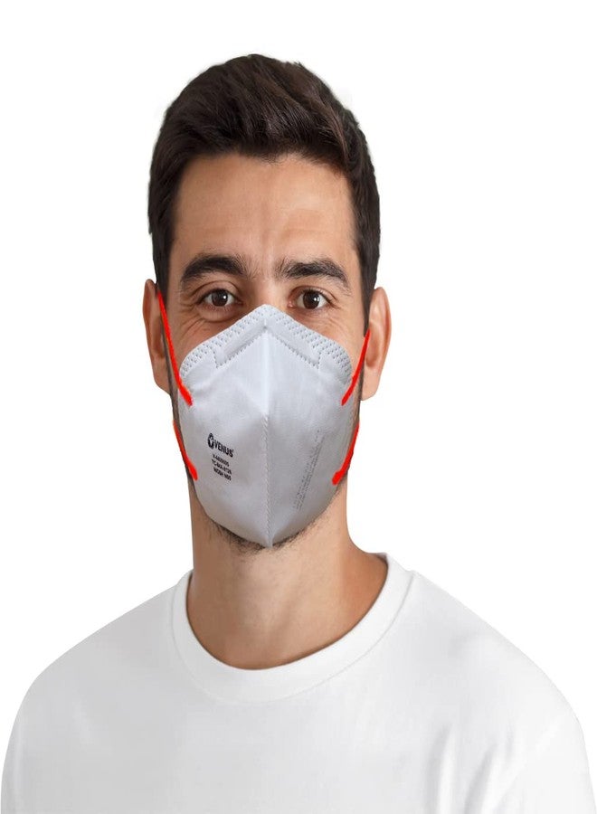 فينوس - V-4400 - كمامة N95 - معتمدة من المعهد الوطني للسلامة والصحة المهنية (NIOSH)، تصميم قابل للطي للجنسين، حماية من الغبار والبكتيريا والفيروسات، قماش غير منسوج - أبيض - عبوة من 5 كمامات - Image 4